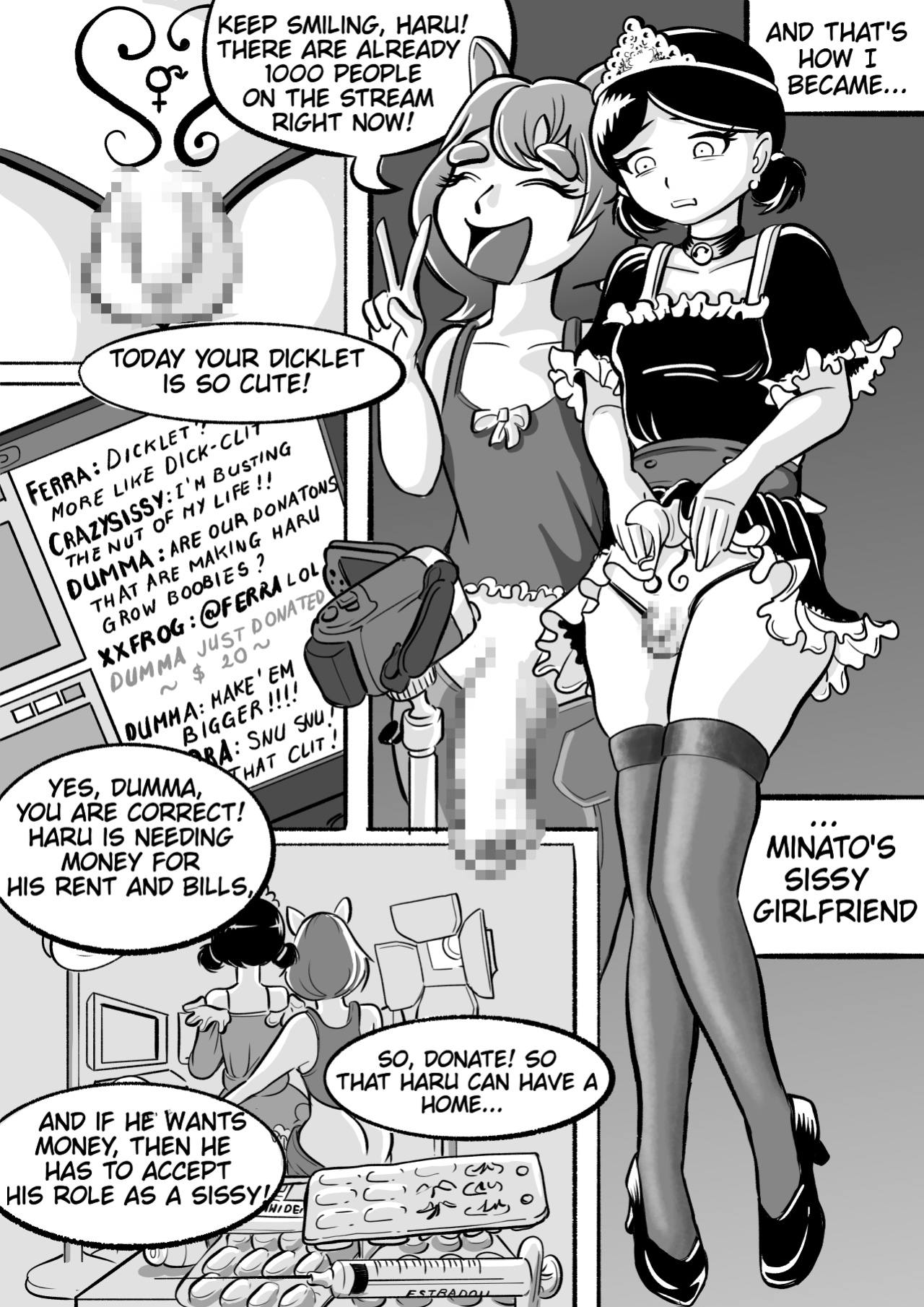 I tried female hormones to become a crossdresser Idol (black and white)