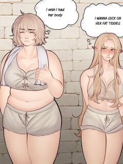 [Lesbeanlatte] I wanna suck on her fat tiddies (Delicious in Dungeon)